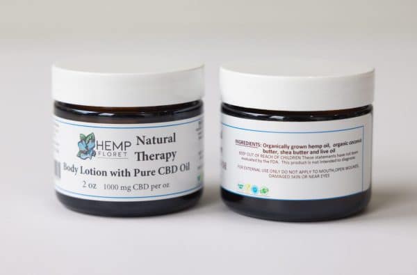 Natural Therapy Body Lotion with pure CBD oil label
